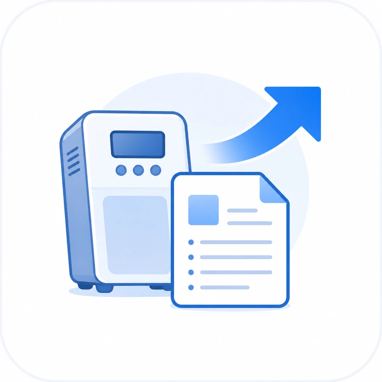製品情報と書類を送信するアイコン