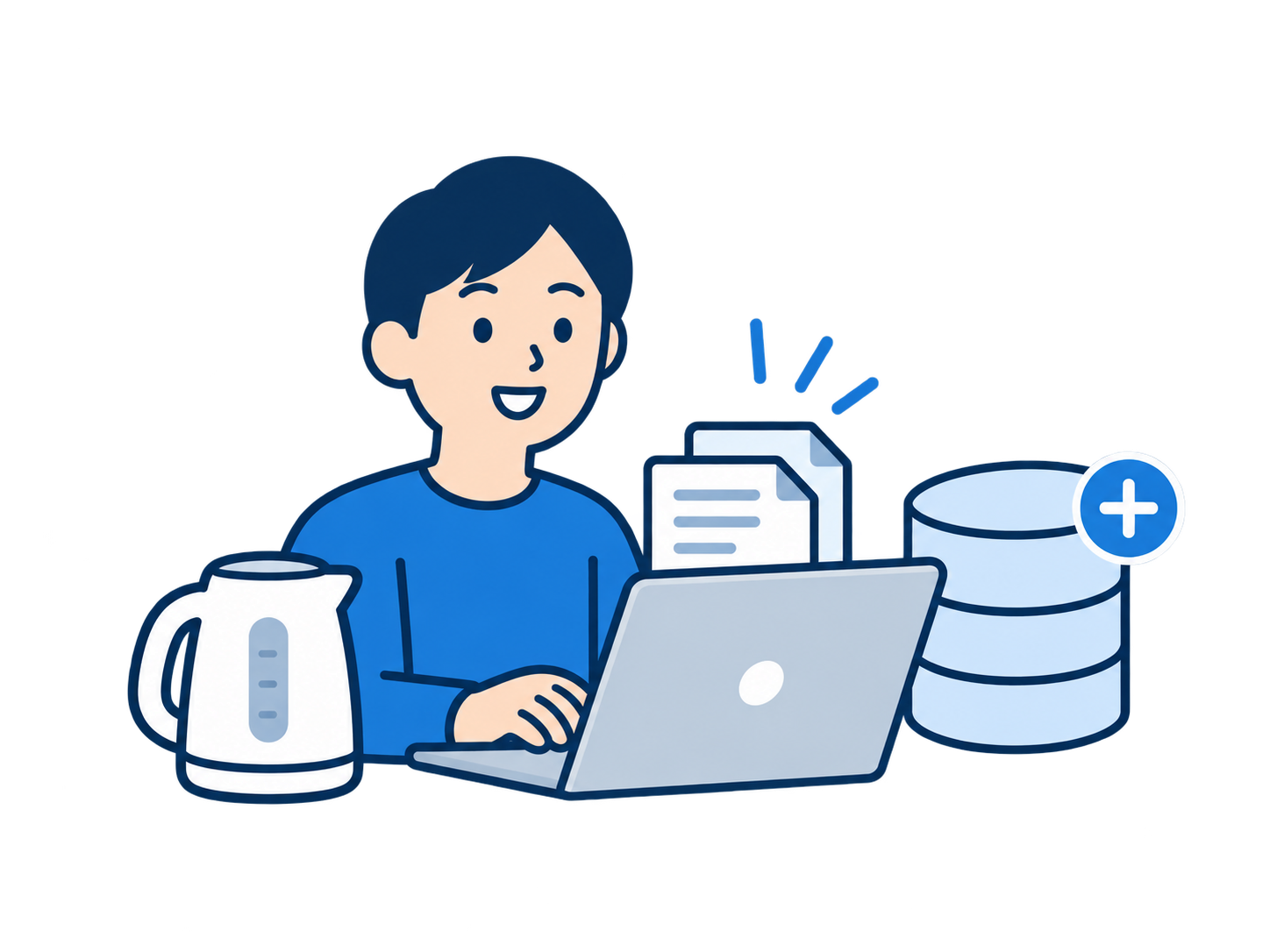製品情報をデータベースへ登録するイラスト